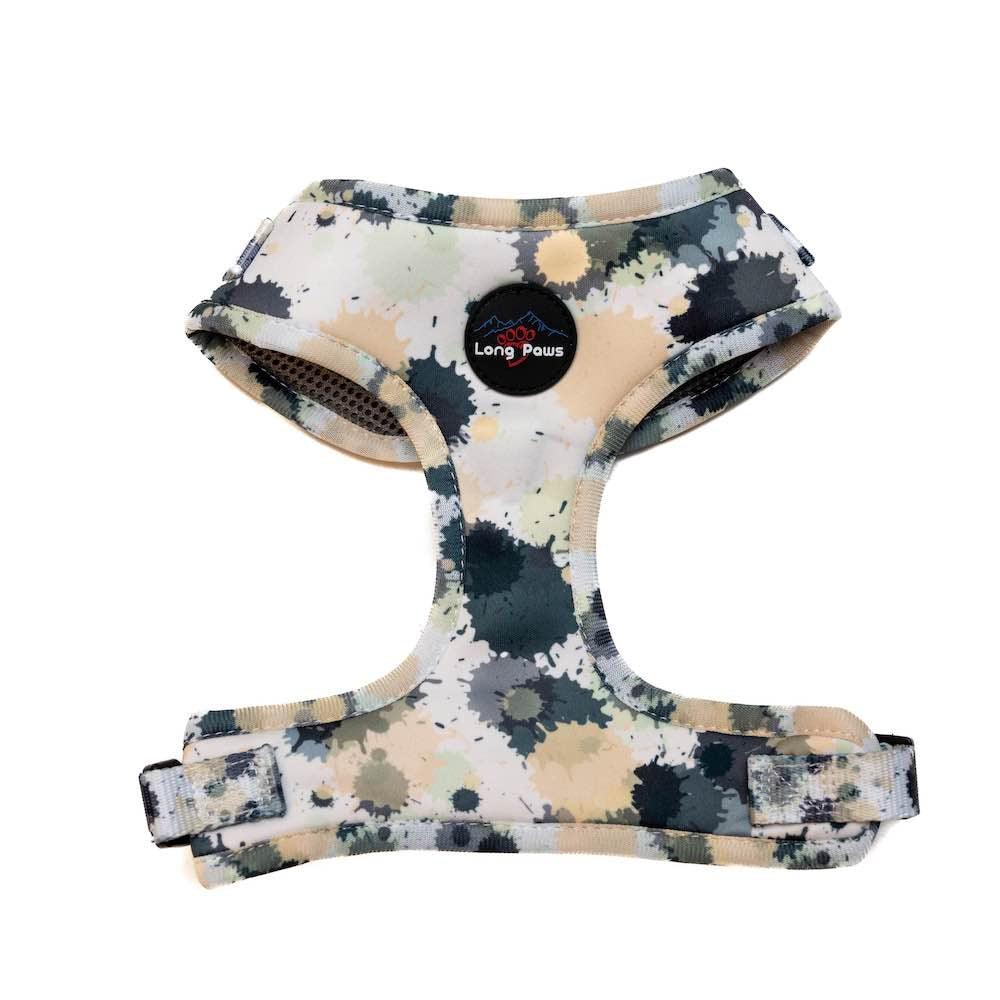 Harleys Companions - Funk the Dog Harness | Paint Splodge Grey, Green, Yellow & White