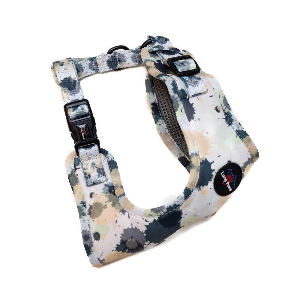 Harleys Companions - Funk the Dog Harness | Paint Splodge Grey, Green, Yellow & White