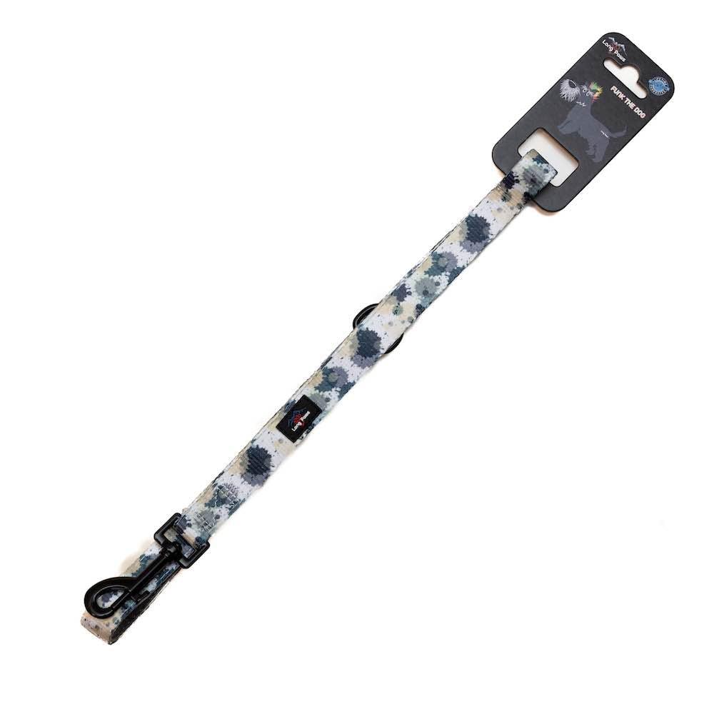 Harleys Companions - Funk the Dog Lead | Paint Splodge Grey, Green, Yellow & White
