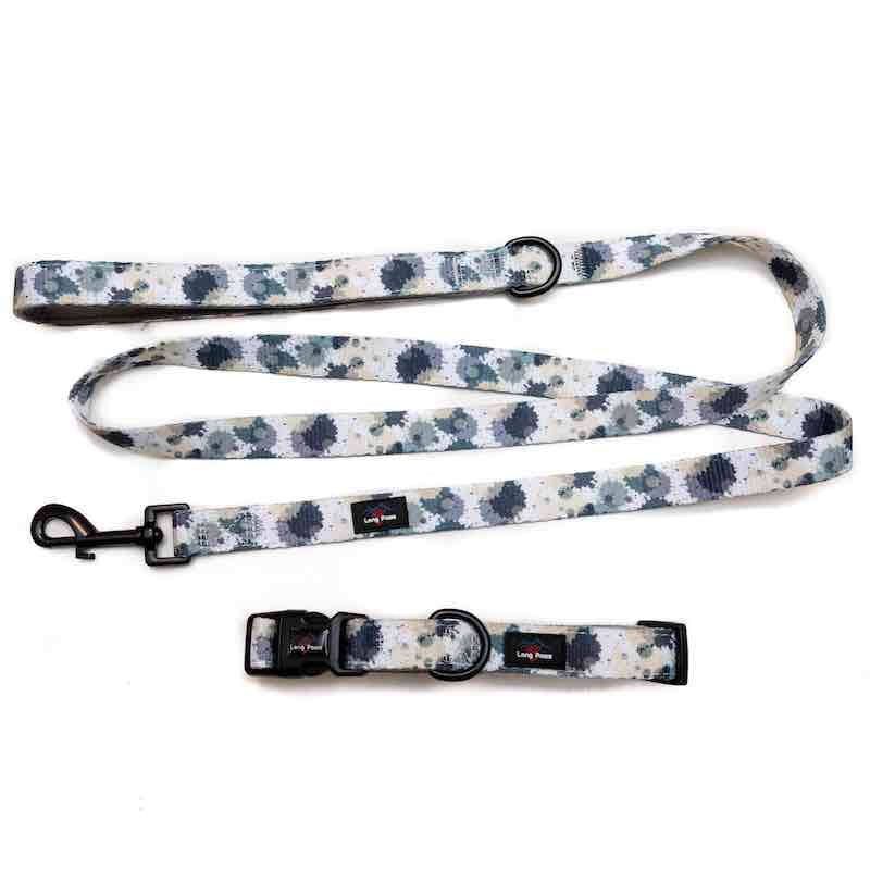 Harleys Companions - Funk the Dog Collar & Lead Set | Paint Splodge Grey