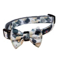 Harleys Companions - Funk the Dog Collar & Bow Set | Paint Splodge Grey, Green, Yellow & White