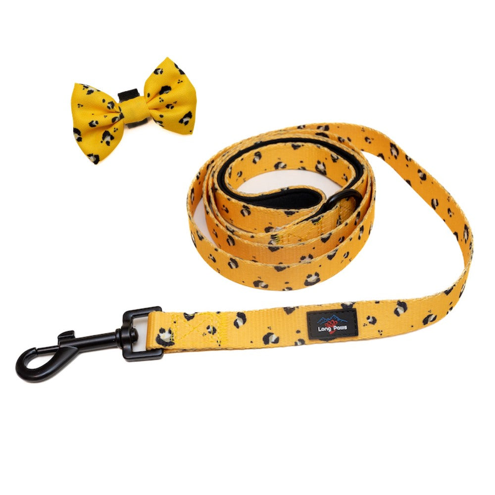 Harleys Companions - Funk the Dog Lead & Bowtie Set | Mustard Panda | Yellow Leopard