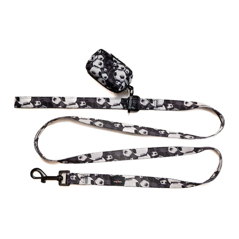Harleys Companions - Funk the Dog Lead & Poo Bag Pouch Set | Black & White Footballs