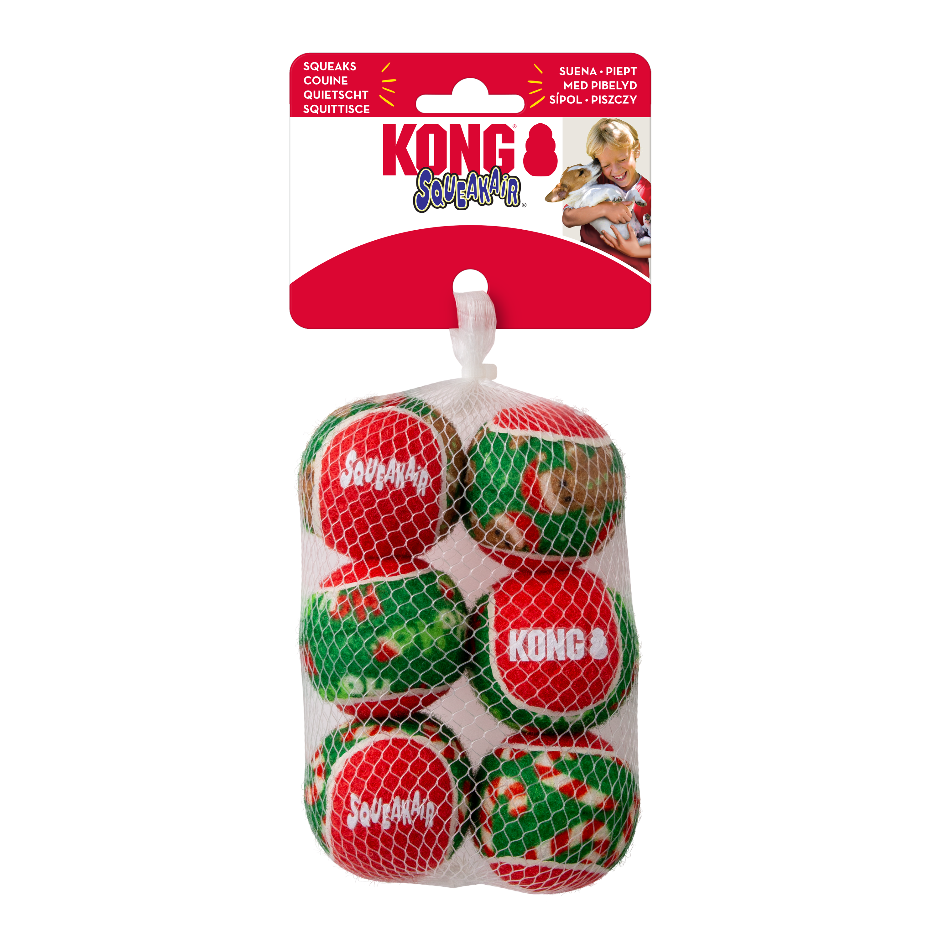 KONG Holiday SqueakAir Balls 6-pk Sm