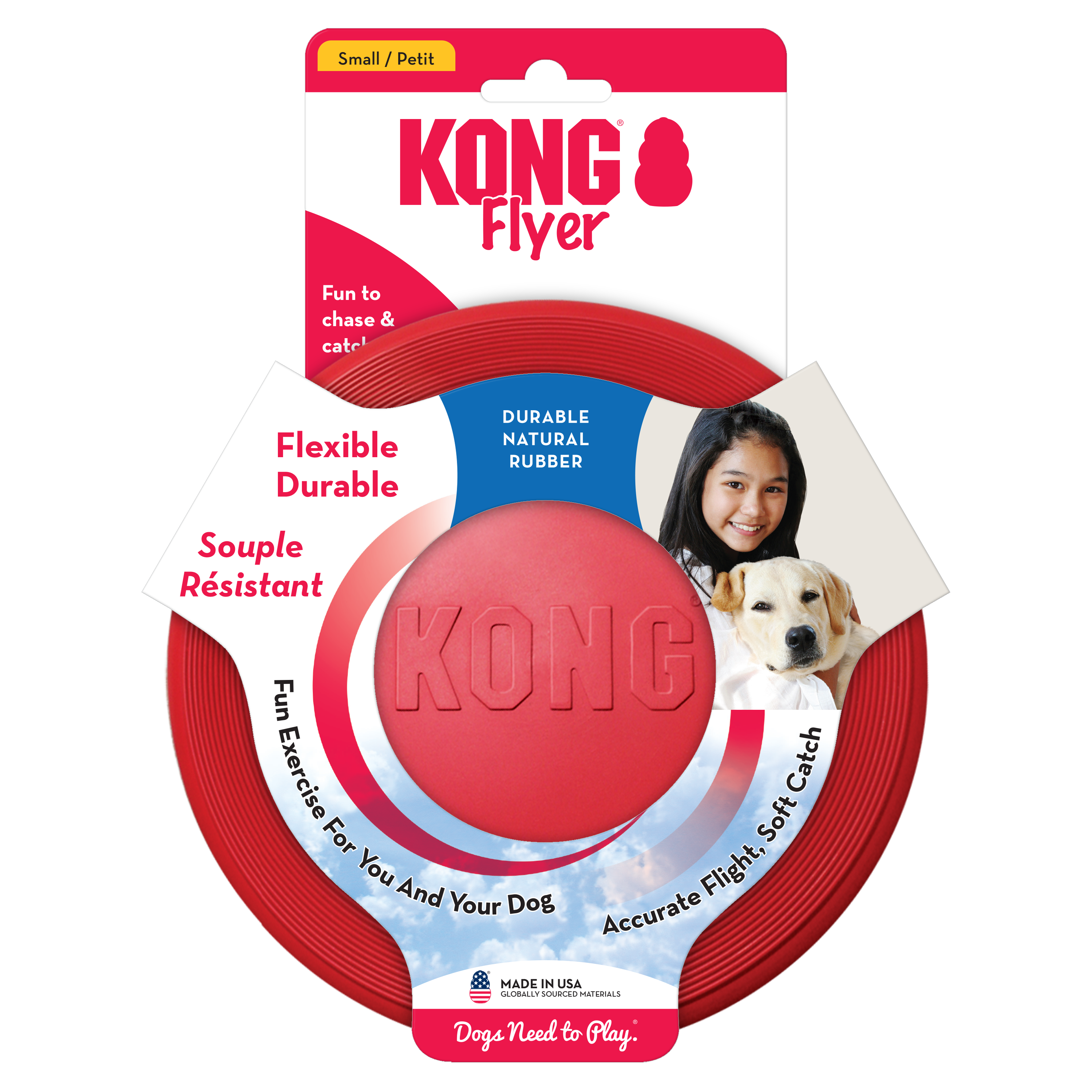 KONG Flyer Durable Flying Disc Dog Toy - Large Red (24cm)