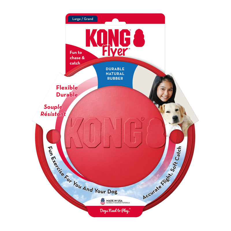 KONG Flyer Durable Flying Disc Dog Toy - Large Red (24cm)