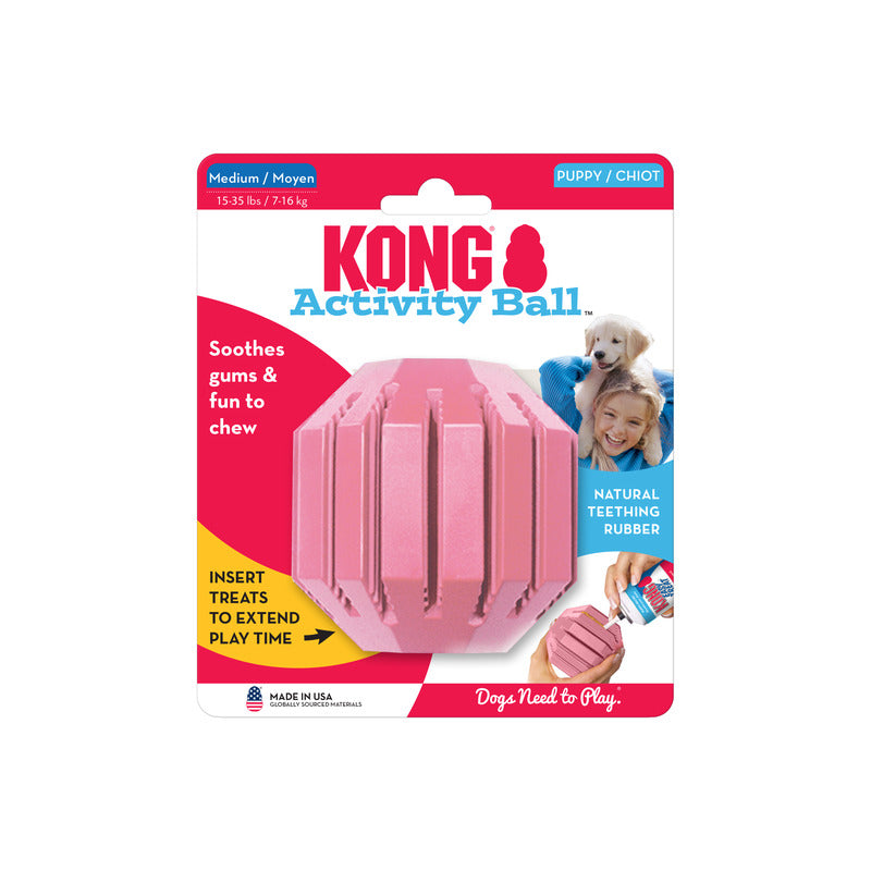 KONG Puppy Activity Ball Treat Dispensing Dog Toy - Small Blue/Pink (6cm)