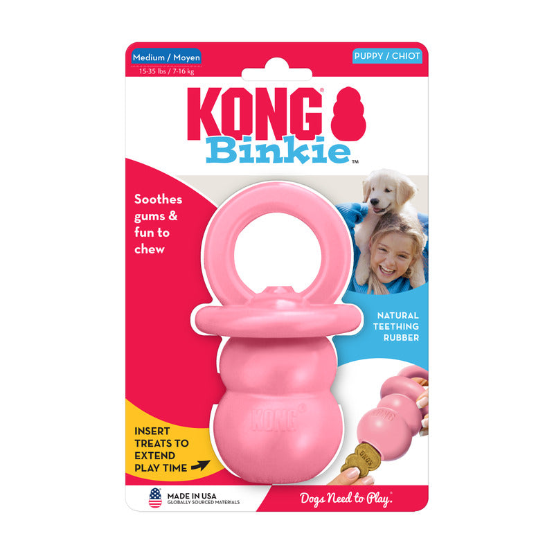 KONG Puppy Binkie Treat Dispensing Dog Toy - Small Blue/Pink (11.5cm)