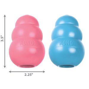 KONG Puppy Durable Chew Dog Toy - Medium Blue/Pink (8.5cm)