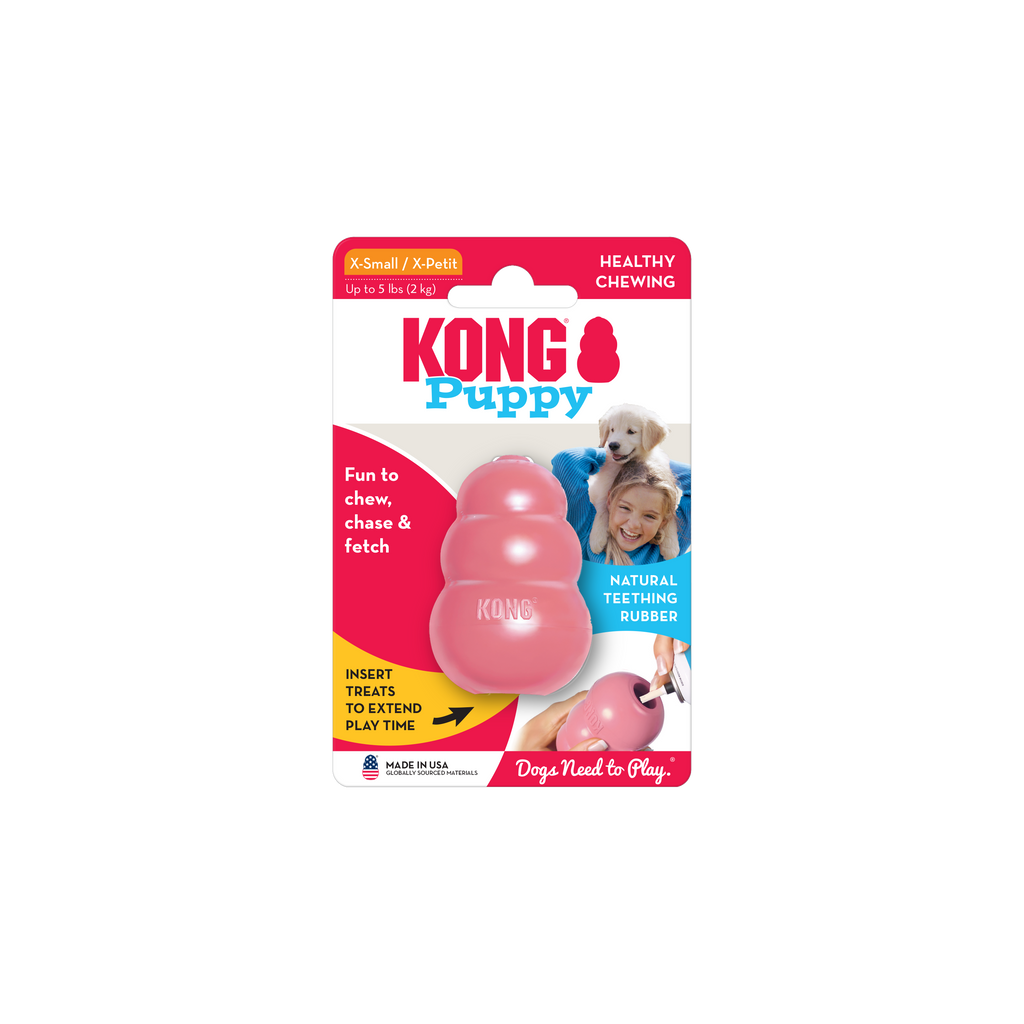 KONG Puppy Durable Chew Dog Toy - Large Blue/Pink (10cm)