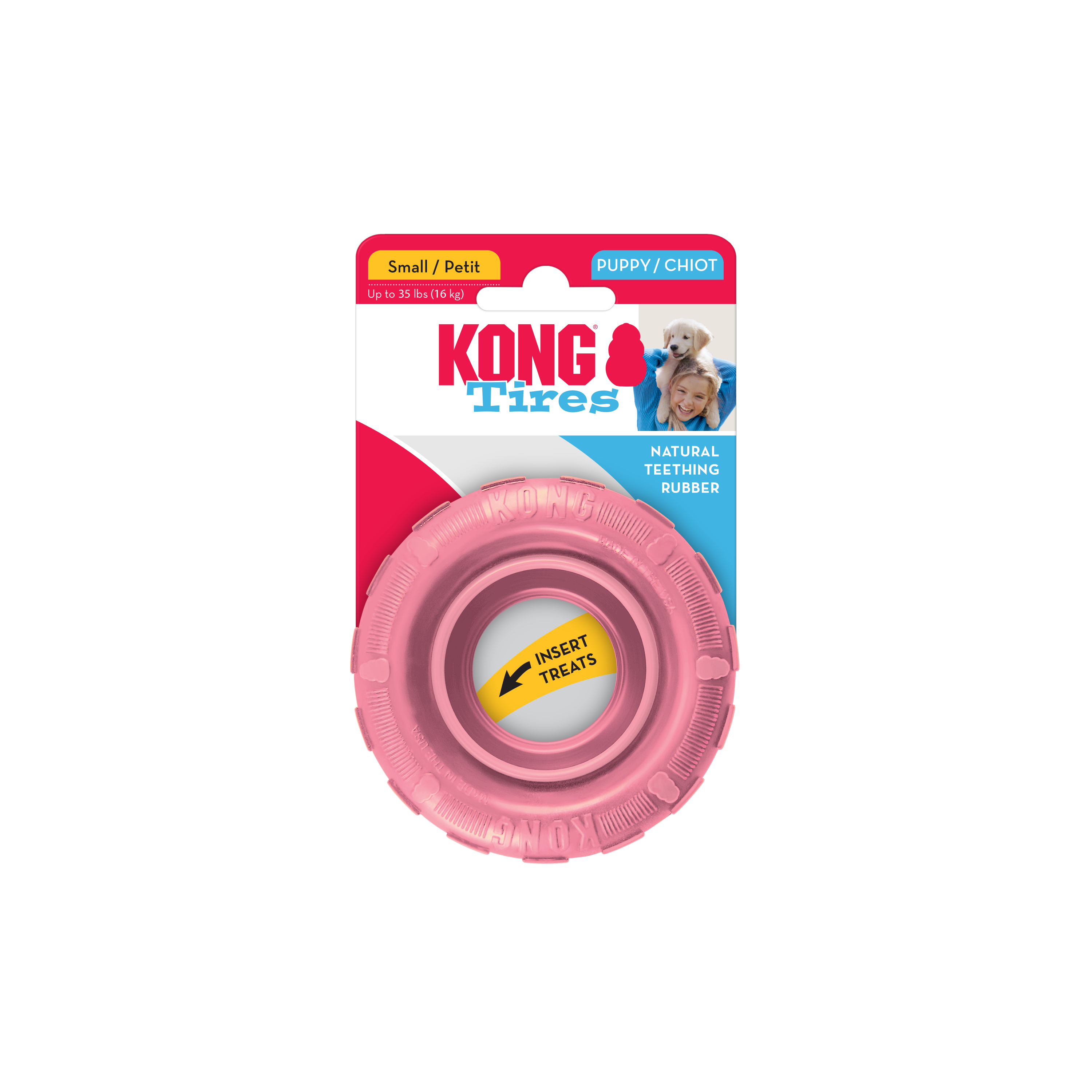 KONG Puppy Tires Durable Chew Dog Toy - Medium/Large