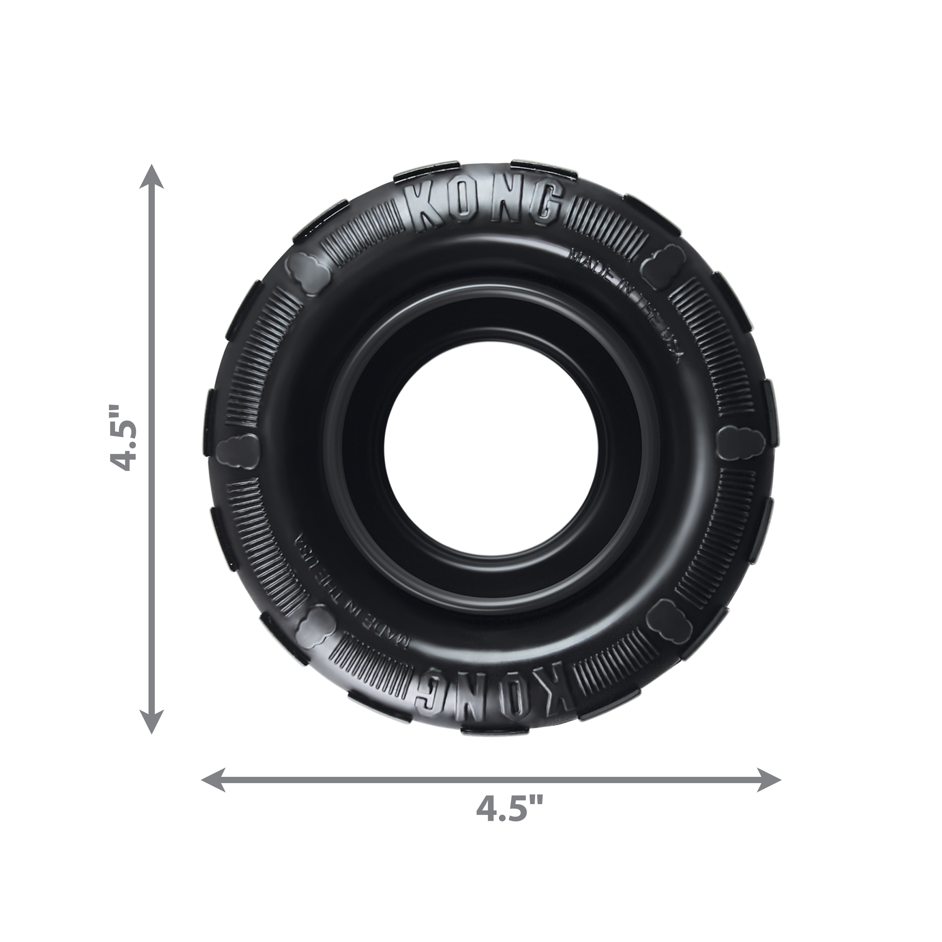 KONG Traxx Durable Rubber Chew Dog Toy - Medium/Large Black (11cm)