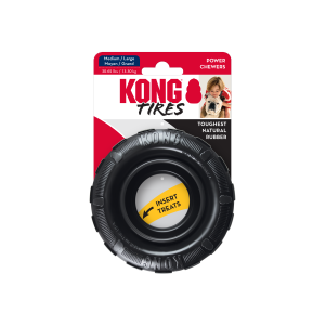 KONG Traxx Durable Rubber Chew Dog Toy - Medium/Large Black (11cm)