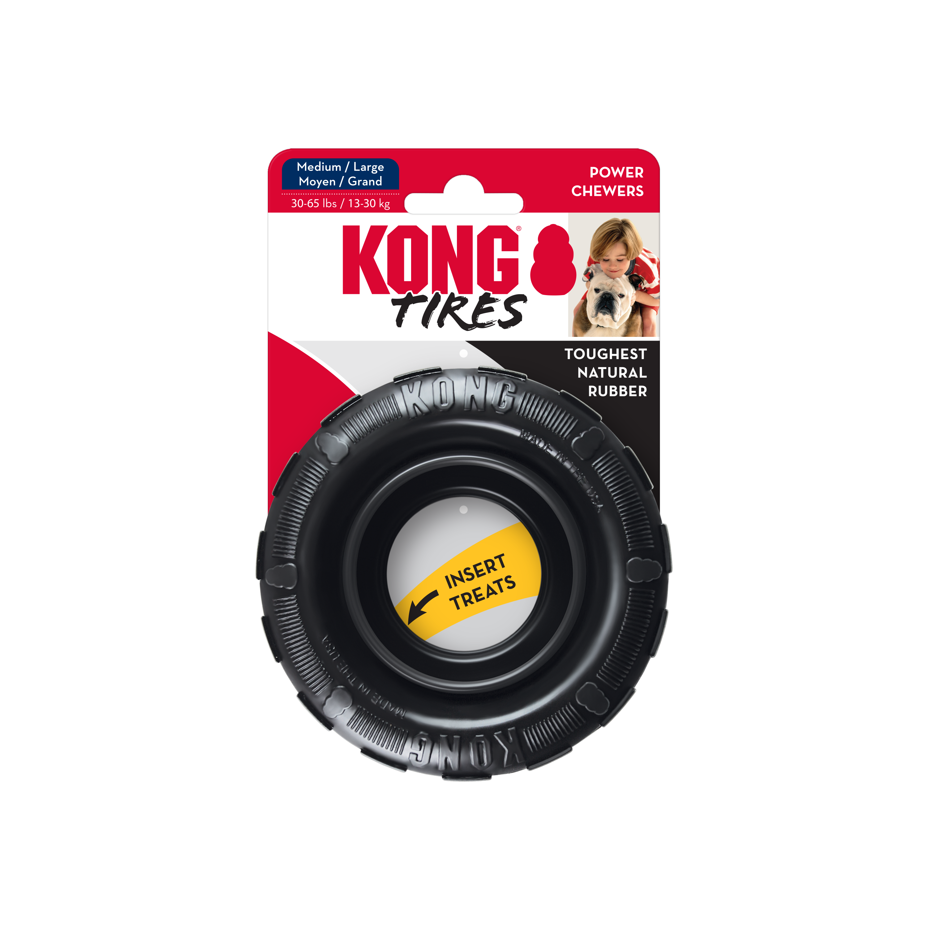 KONG Traxx Durable Rubber Chew Dog Toy - Small Black (9cm)