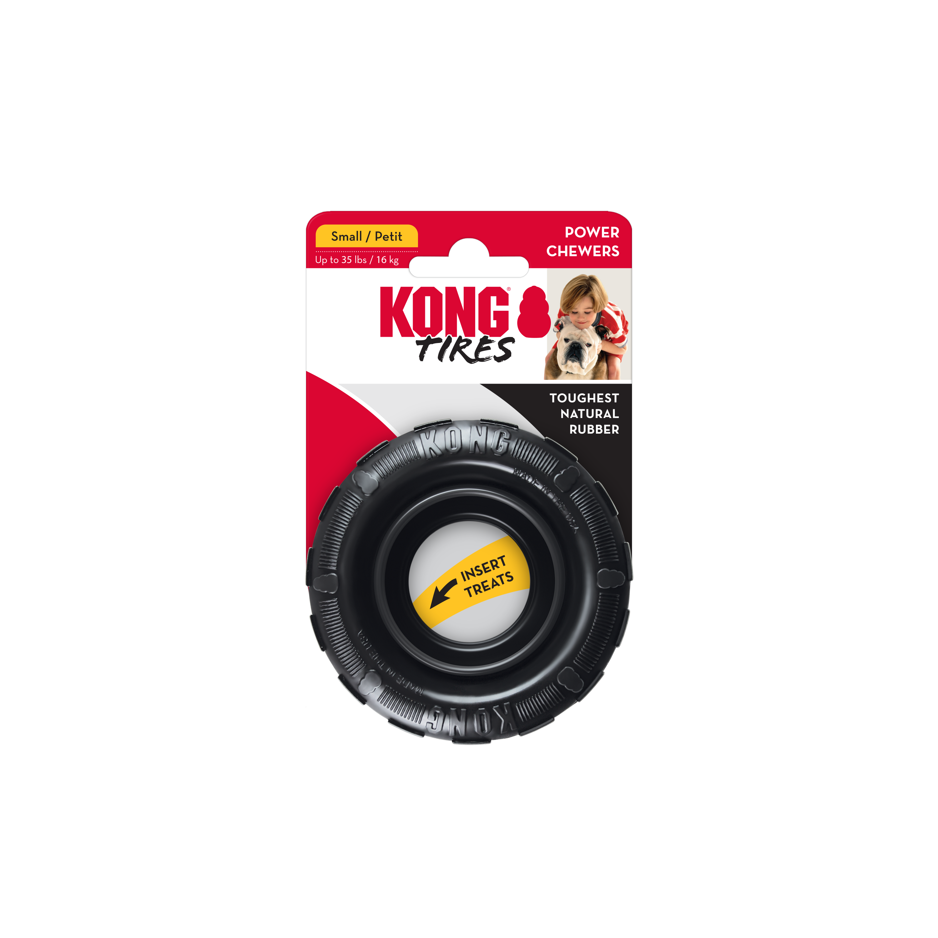 KONG Traxx Durable Rubber Chew Dog Toy - Small Black (9cm)