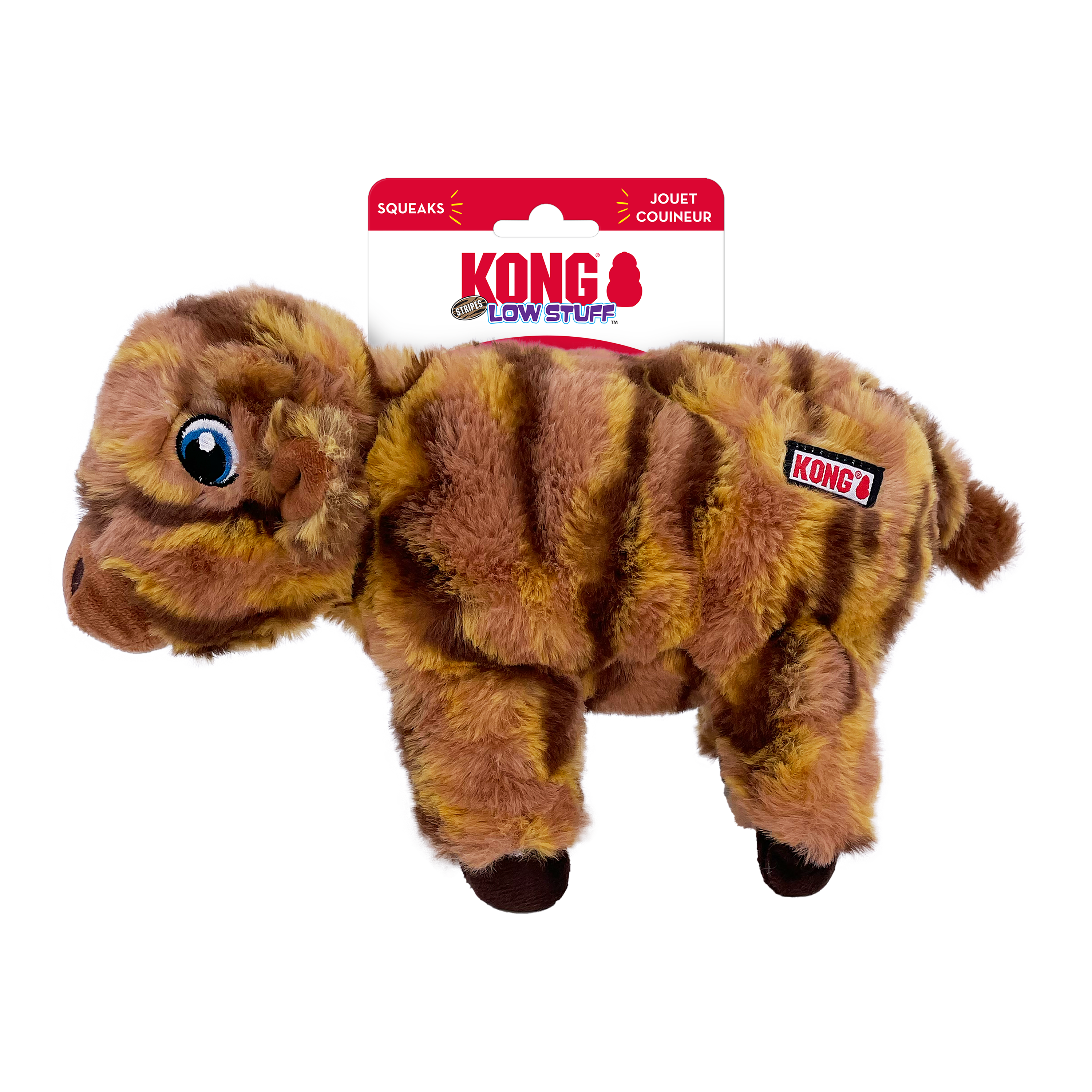 KONG Low Stuff Stripes Cow Squeaky Dog Toy Medium