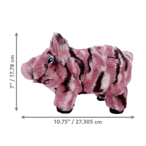 KONG Low Stuff Stripes Pig Squeaky Plush Dog Toy - Medium