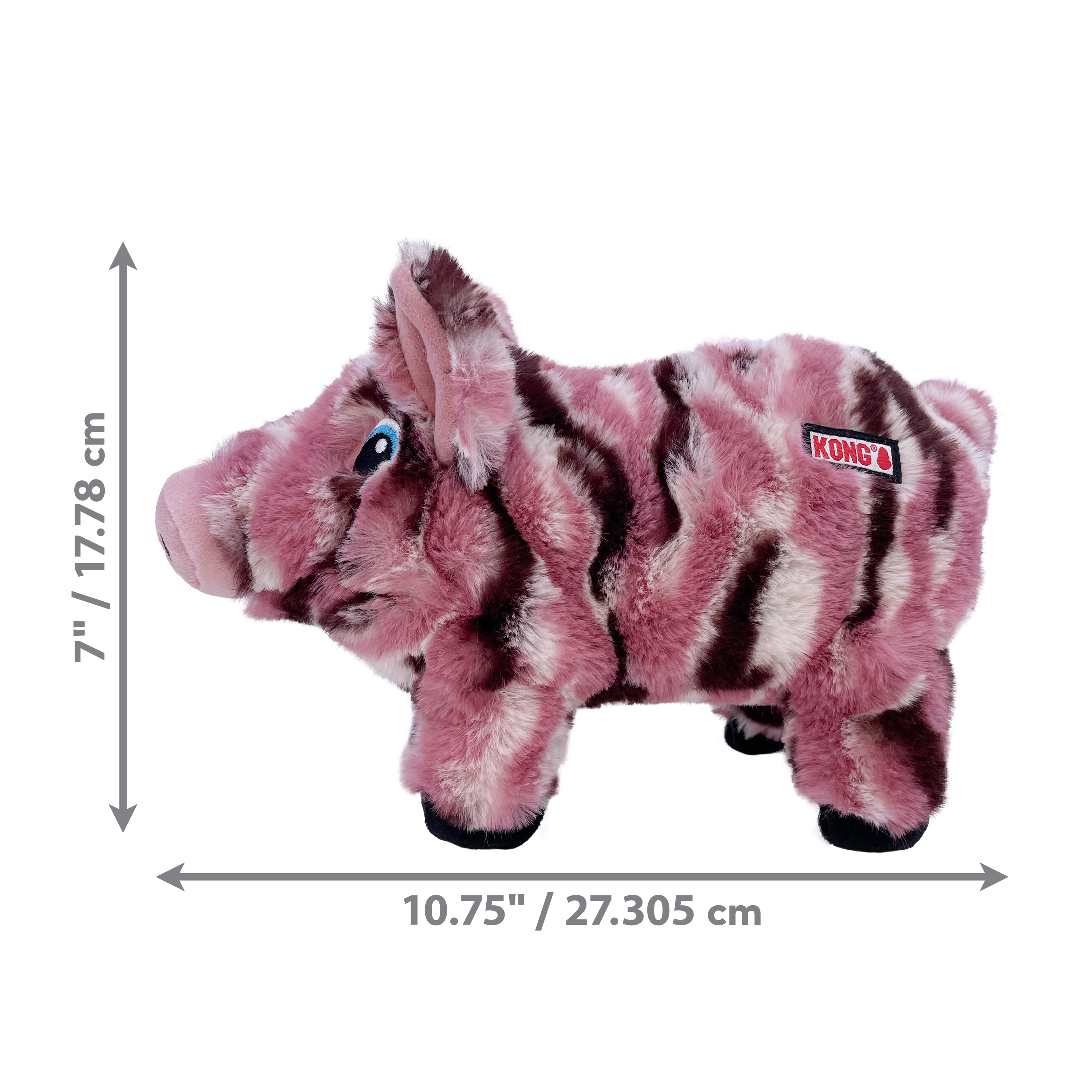 KONG Low Stuff Stripes Pig Squeaky Plush Dog Toy - Medium