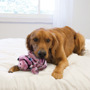 KONG Low Stuff Stripes Pig Squeaky Plush Dog Toy - Medium