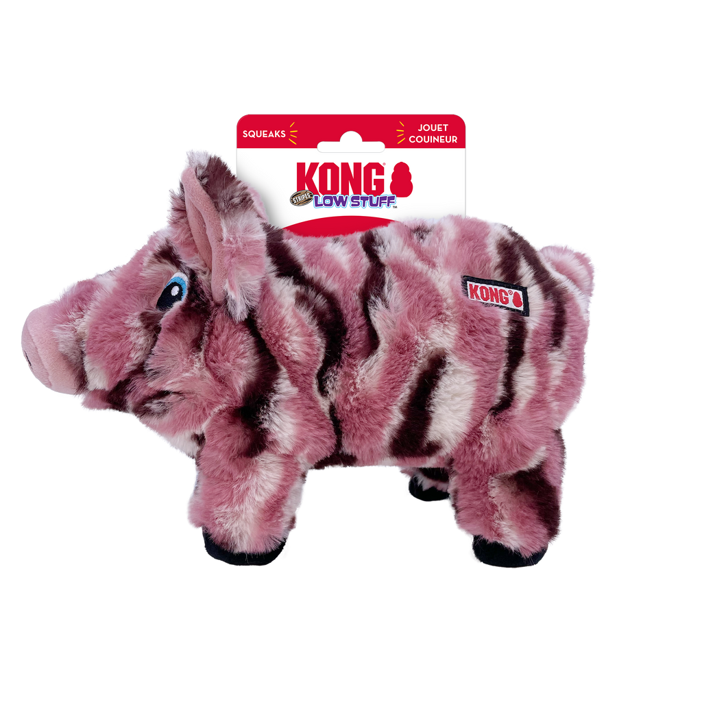 KONG Low Stuff Stripes Donkey Squeaky Plush Dog Toy - Medium