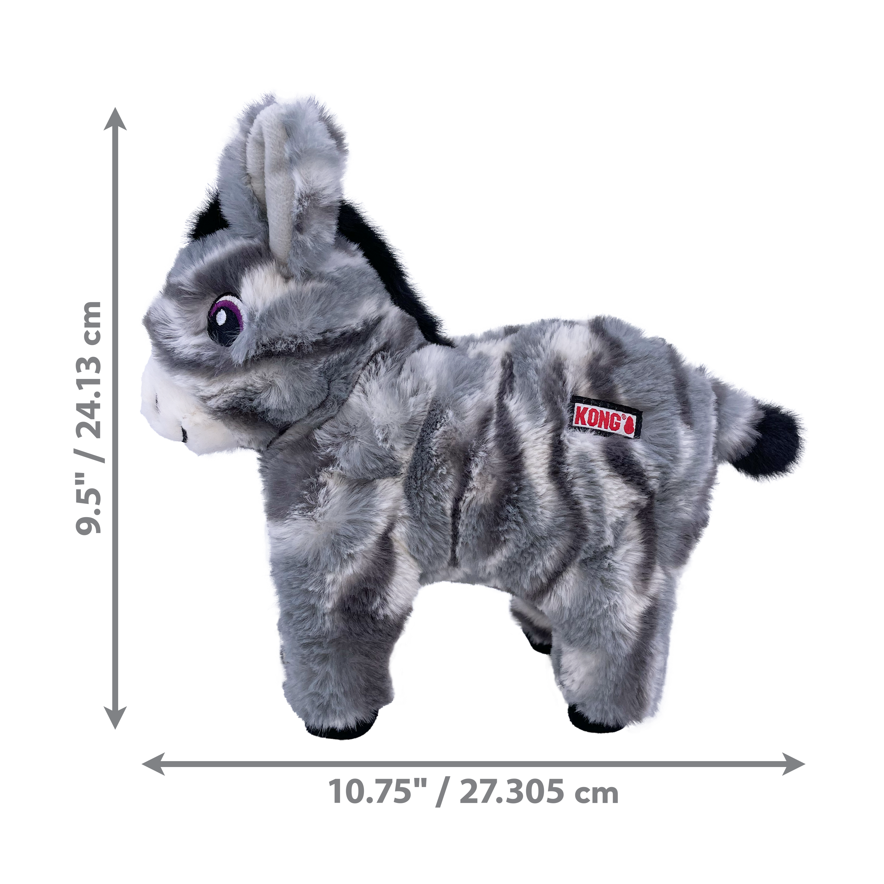KONG Low Stuff Stripes Donkey Squeaky Plush Dog Toy - Medium