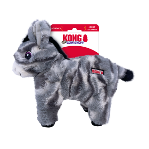 KONG Low Stuff Stripes Donkey Squeaky Plush Dog Toy - Medium