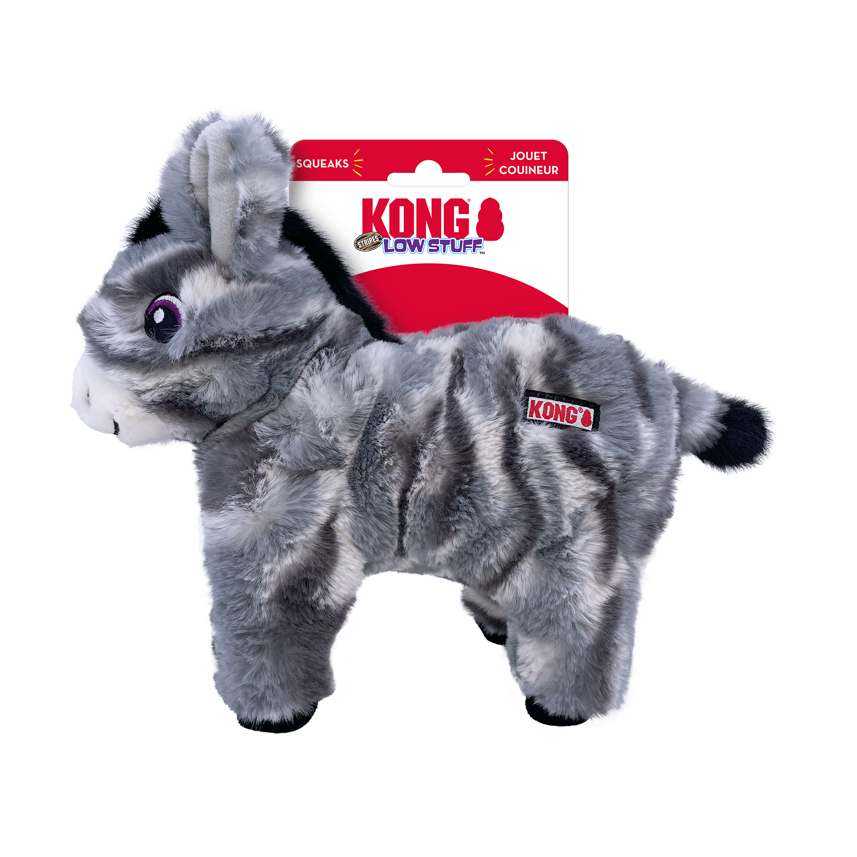 KONG Low Stuff Stripes Pig Squeaky Plush Dog Toy - Medium
