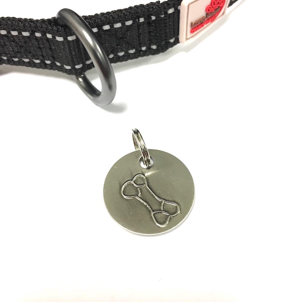 Harleys Companions - Antique Nickel Bone, Silver Grey Dog Tags (22mm)