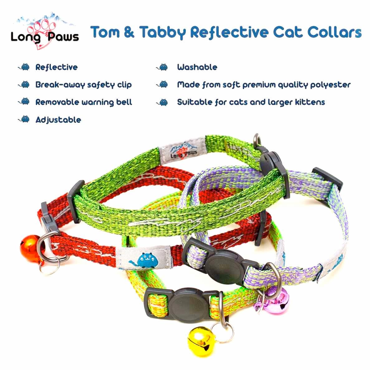 Harleys Companions - Reflective Cat Collar | Adjustable | Safety Snap Clip