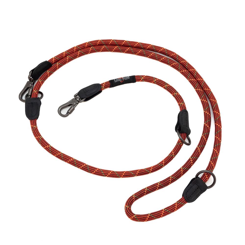 Harleys Companions - Multi-Function Rope Training Lead with Screw Lock Karabiner - Orange / Red