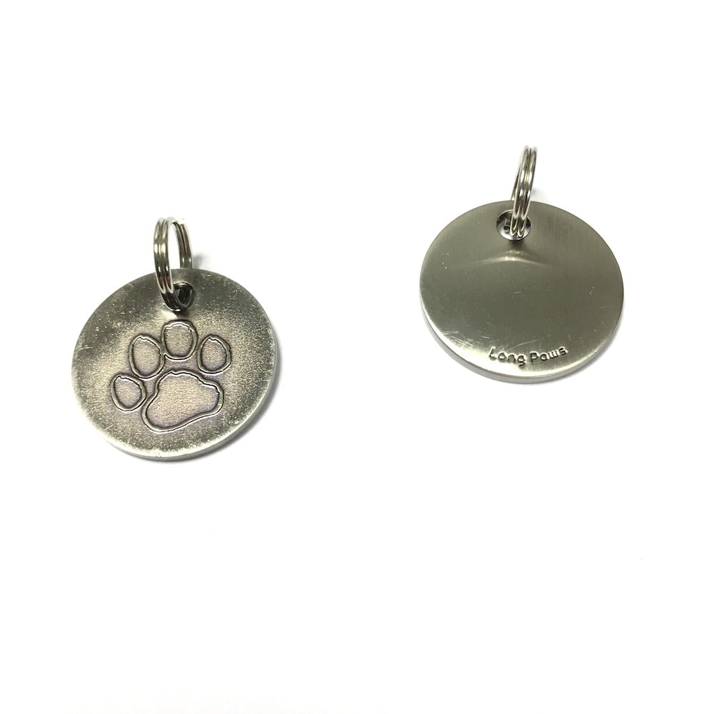 Harleys Companions - Antique Nickel Paw, Silver / Grey Dog Tag (22mm)