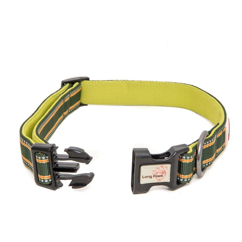 Harleys Companions - Comfort Reflective Padded Dog Collar | Green