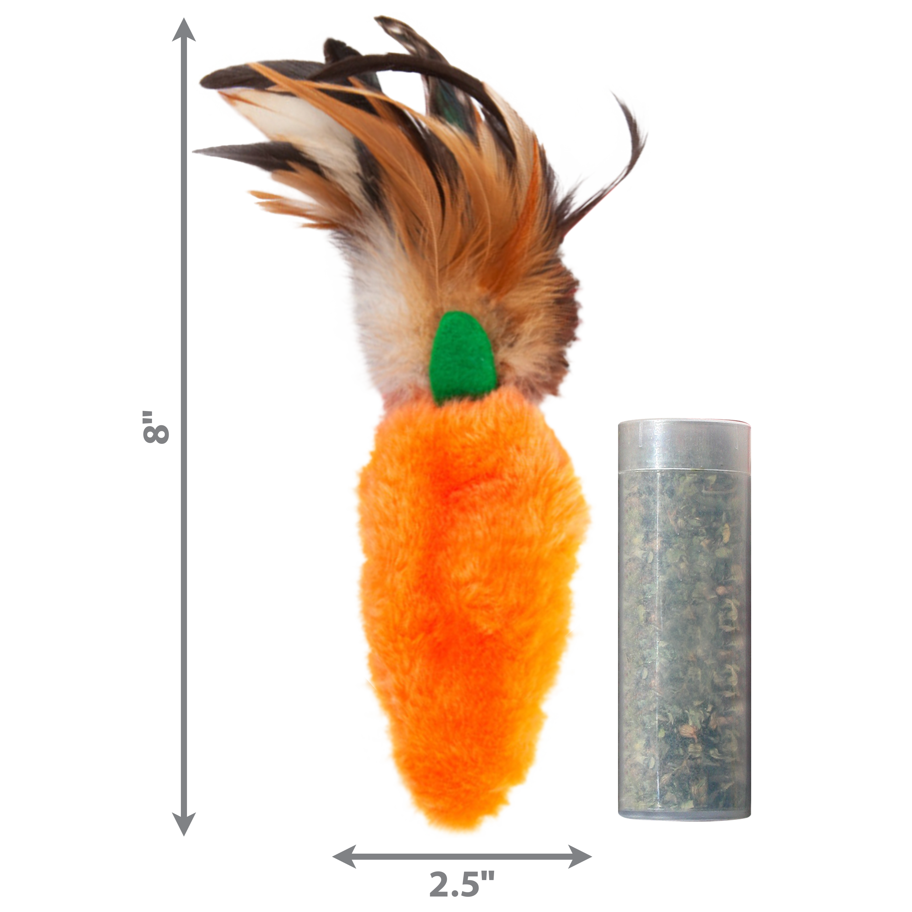KONG Refillable Catnip Feather Carrot Plush Cat Toy 17cm