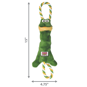 KONG TuggerKnots Frog Squeaky Tug Plush Dog Toy - Small/Medium
