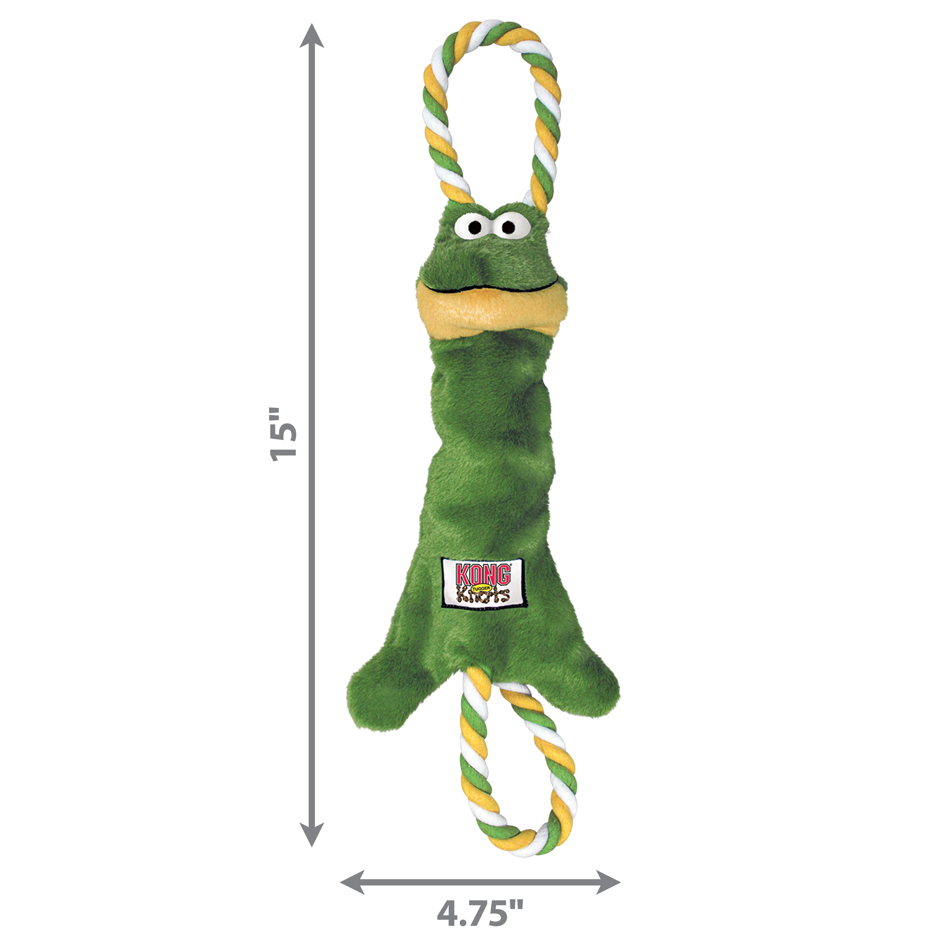 KONG TuggerKnots Frog Squeaky Tug Plush Dog Toy - Small/Medium