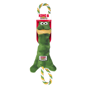 KONG TuggerKnots Frog Squeaky Tug Plush Dog Toy - Small/Medium