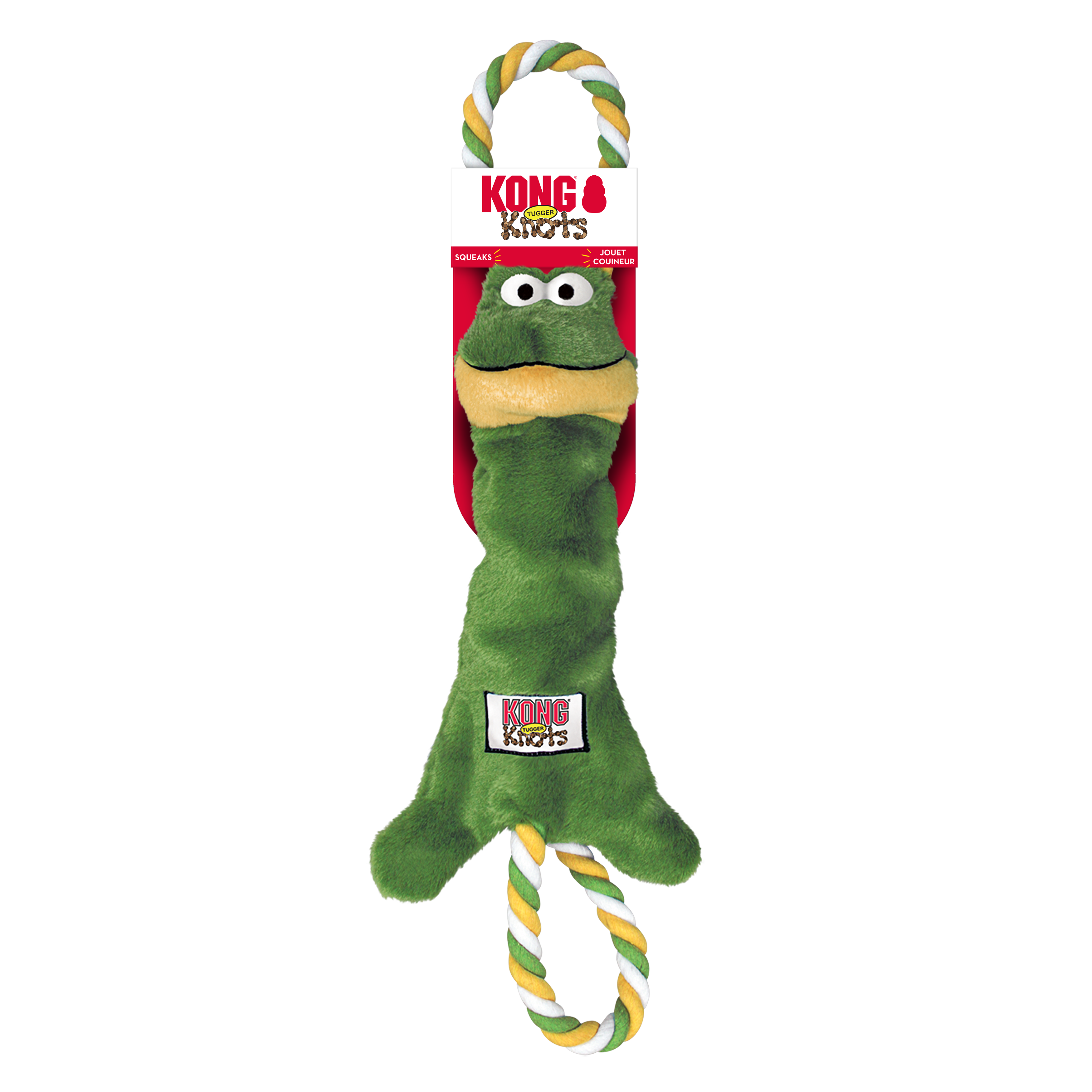 KONG TuggerKnots Monkey Squeaky Tug Plush Dog Toy - Small/Medium