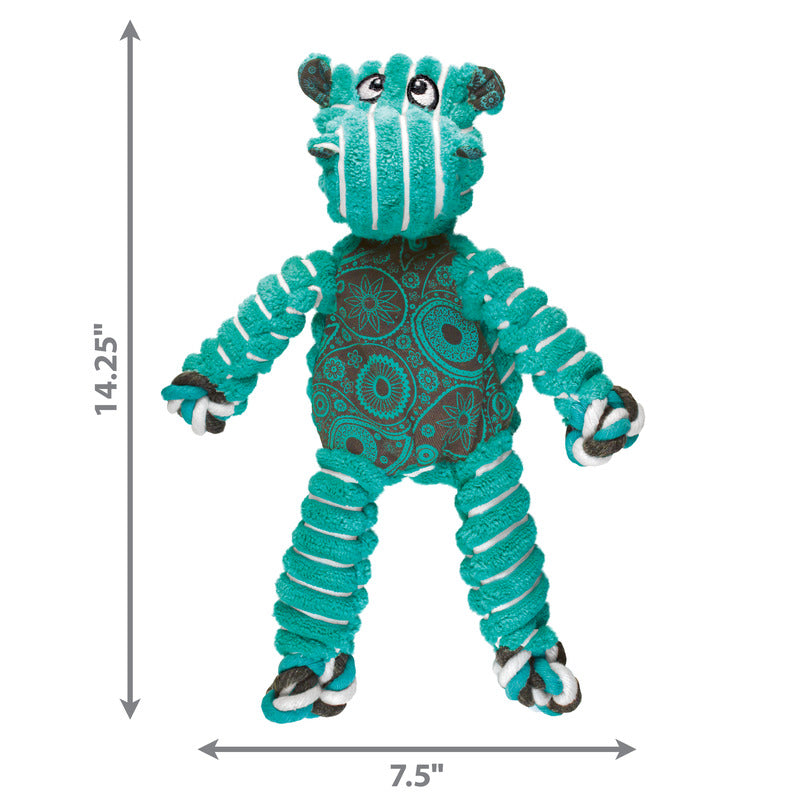 KONG Floppy Knots Hippo Squeaky Tug Dog Toy - Medium/Large