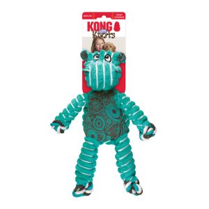 KONG Floppy Knots Hippo Squeaky Tug Dog Toy - Medium/Large