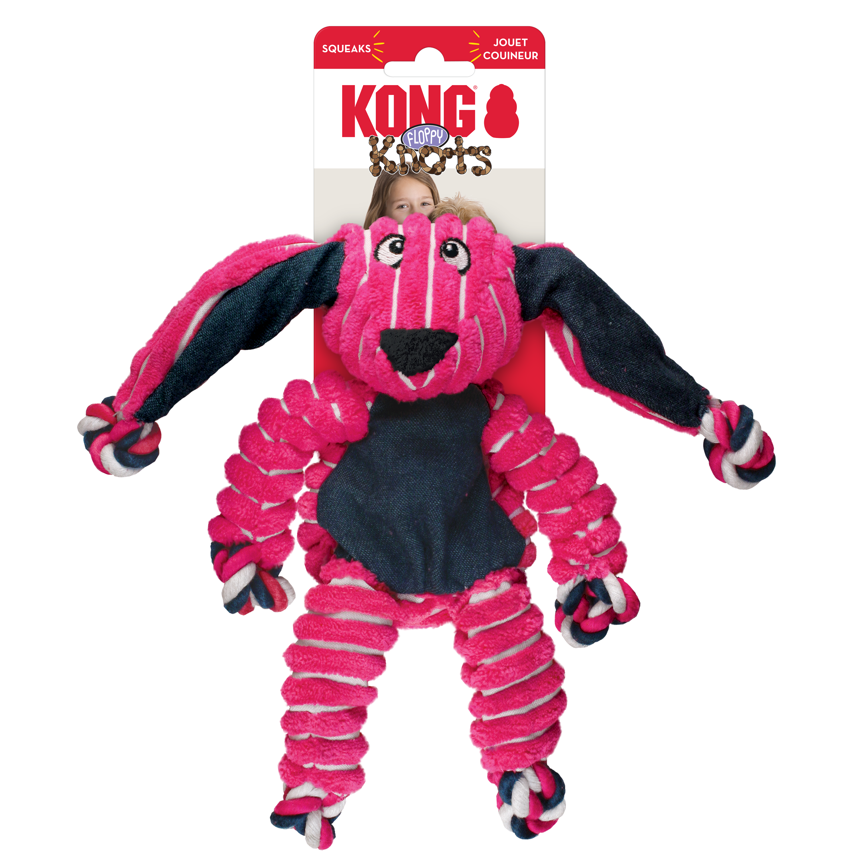 KONG Floppy Knots Bunny Squeaky Tug Dog Toy - Small/Medium