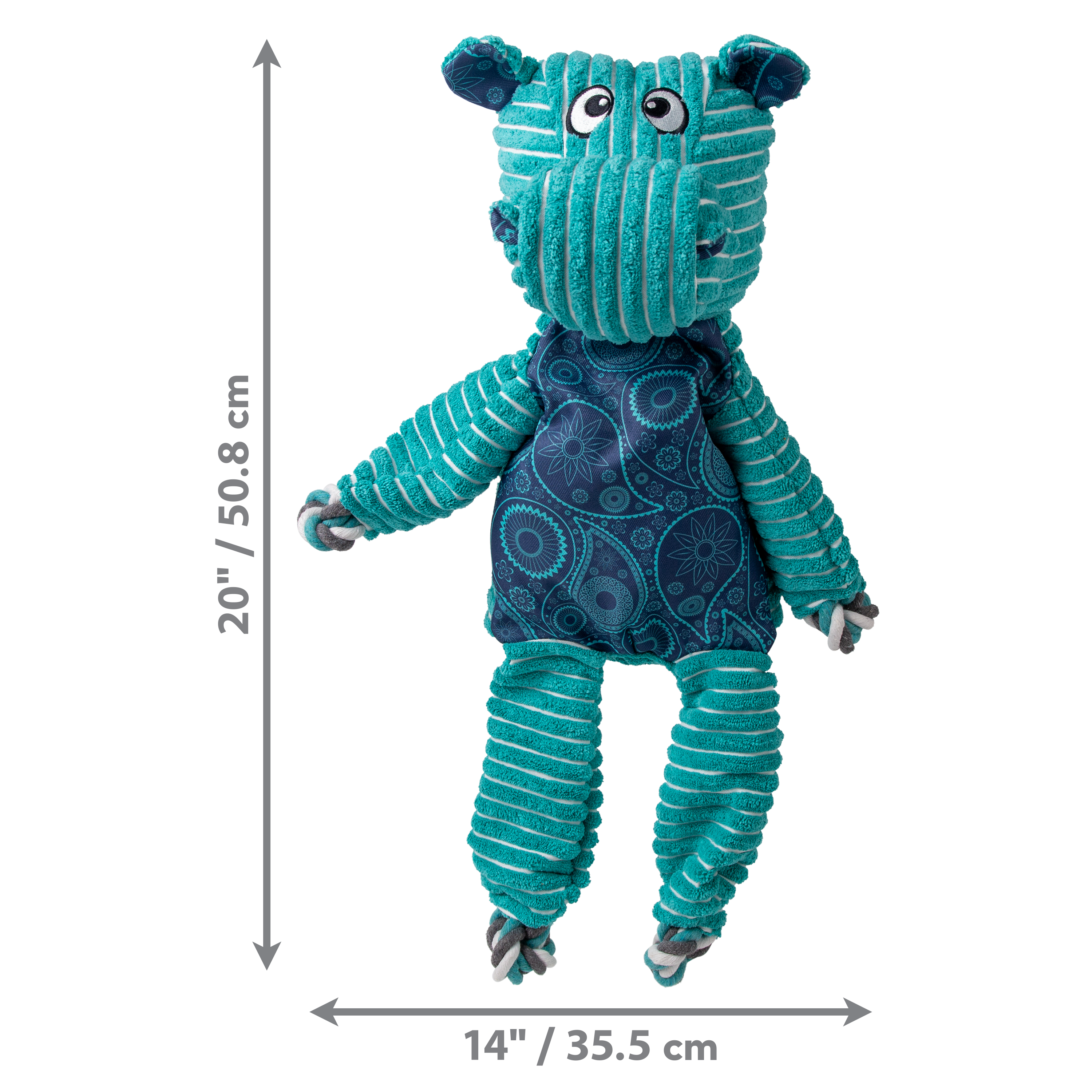 KONG Floppy Knots Hippo Squeaky Tug Dog Toy - X-Large