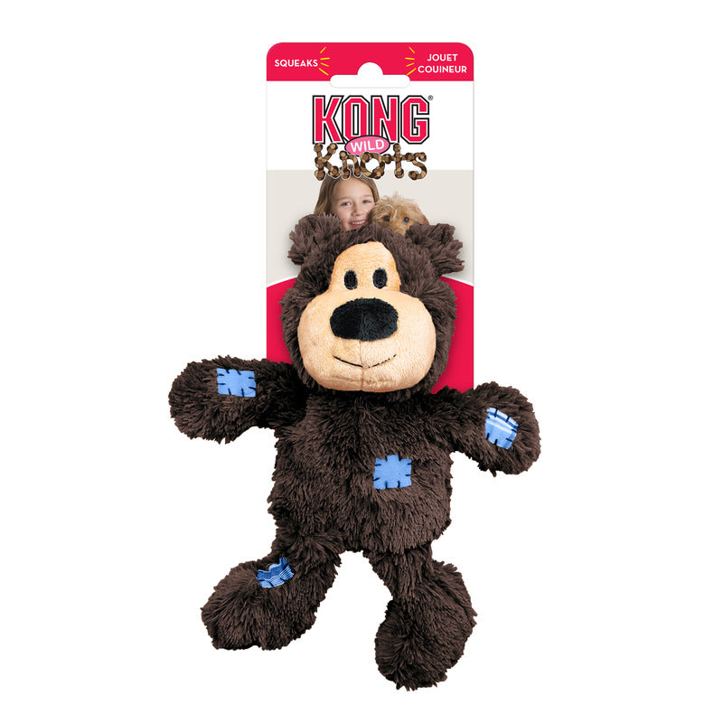 KONG WildKnots Bears Squeaky Plush Dog Toy - Medium/Large (26cm)