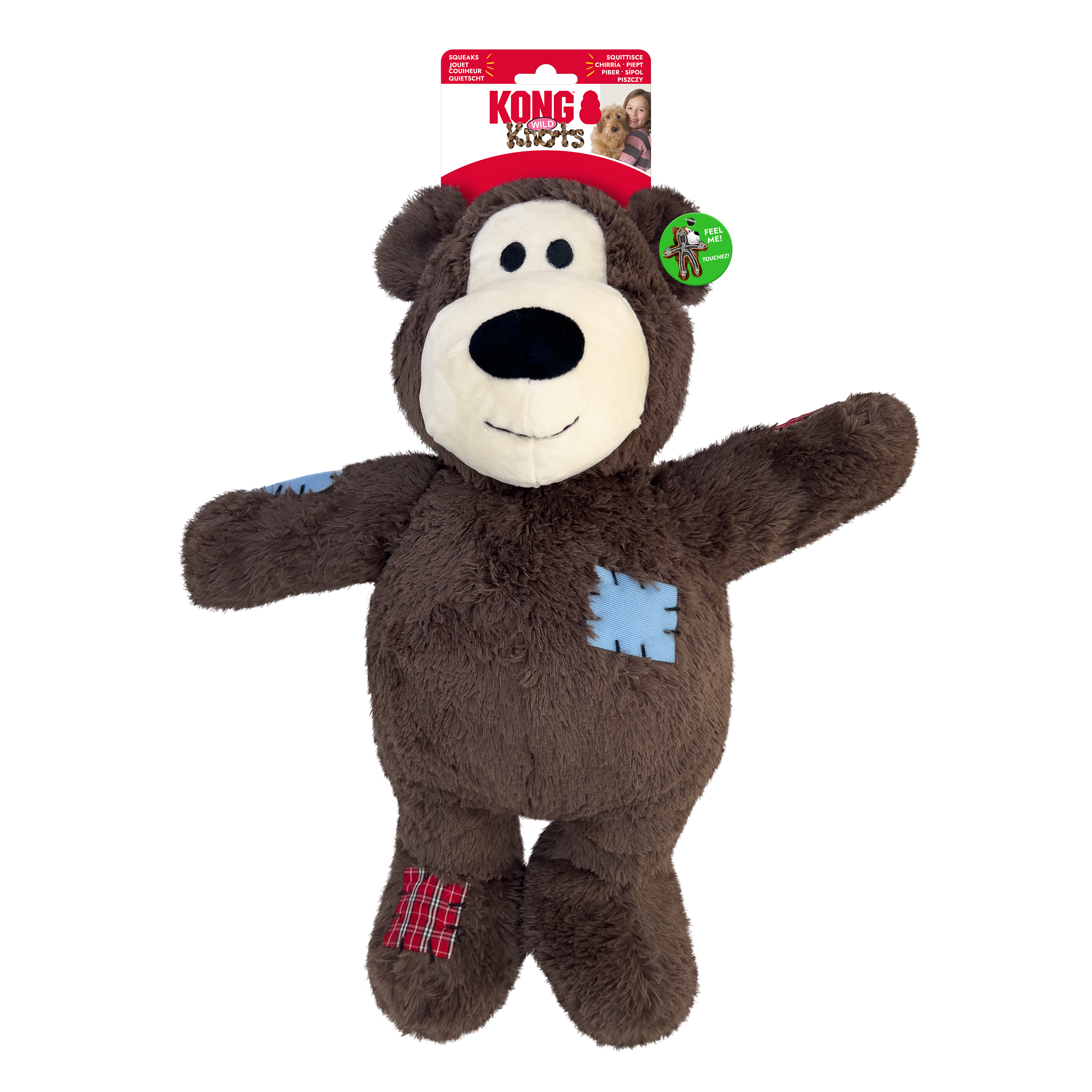 KONG WildKnots Bear Jumbo Squeaky Plush Dog Toy - X-Large Assorted