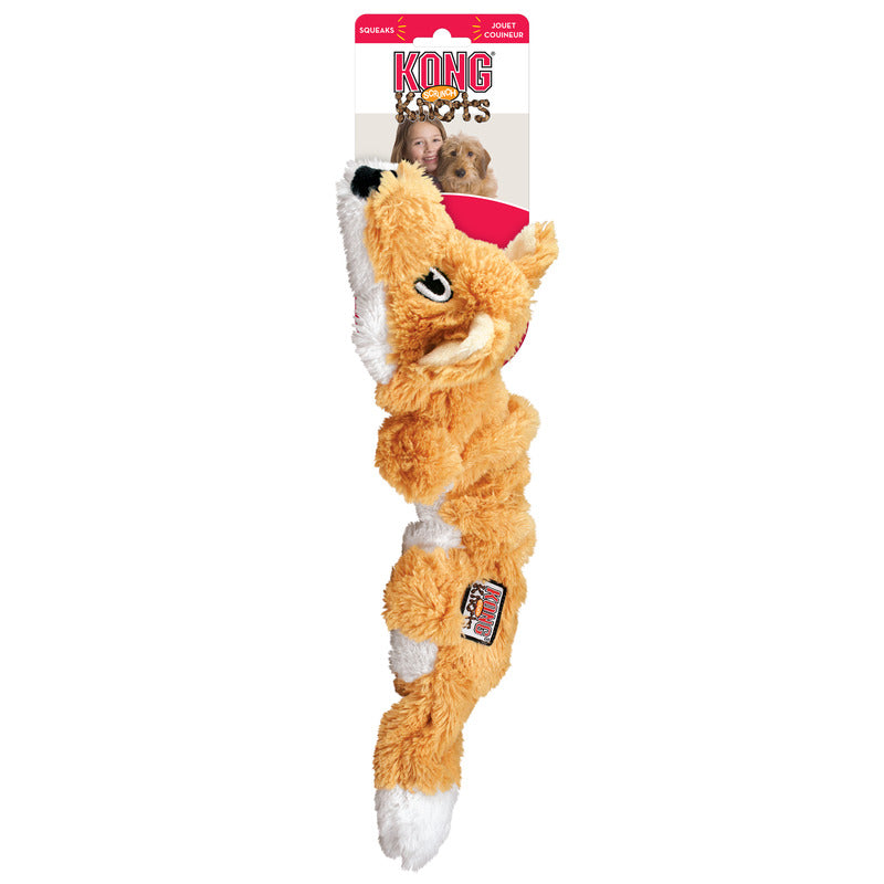 KONG Scrunch Knots Fox Squeaky Tug Dog Toy - Medium/Large (35.5cm)