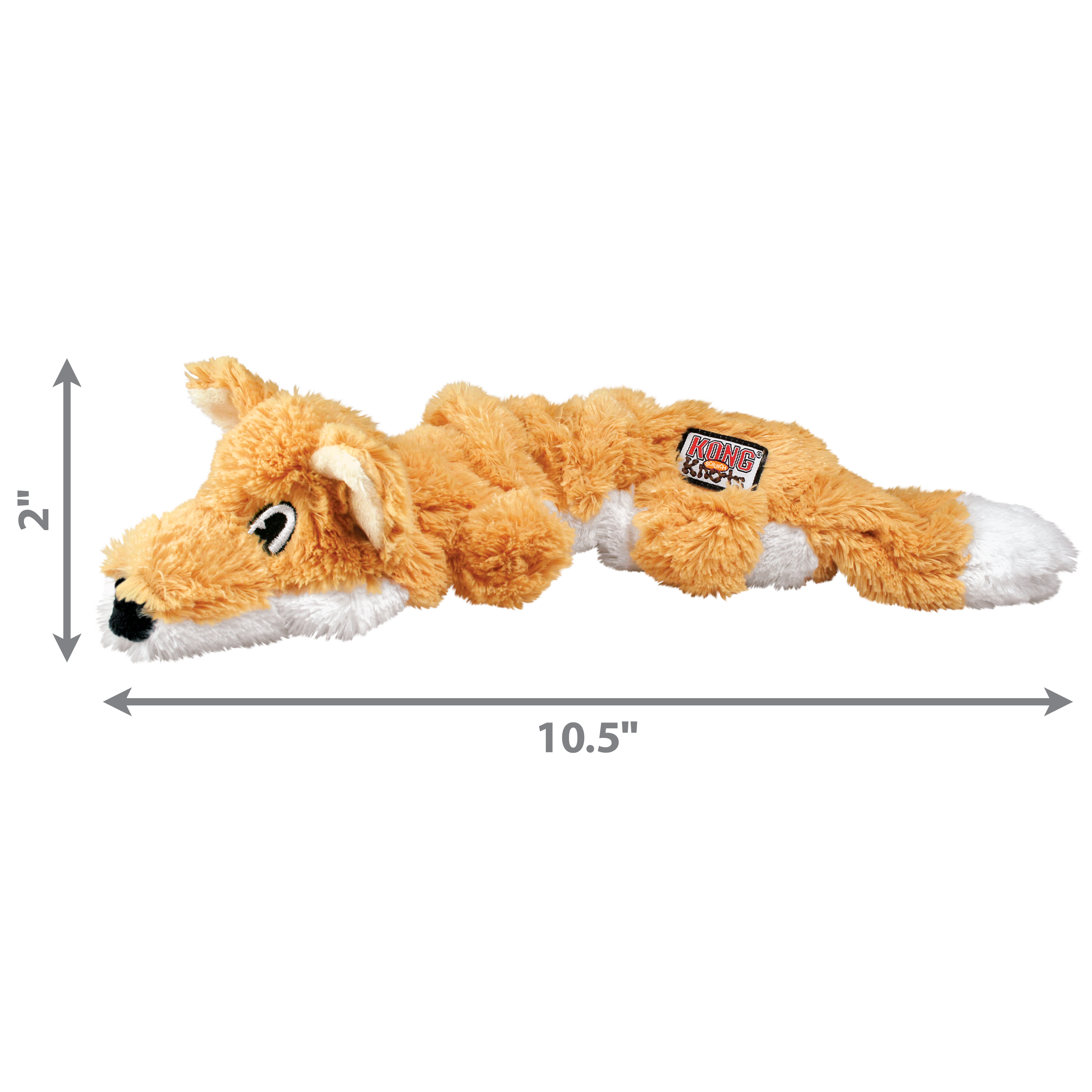 KONG Scrunch Knots Fox Squeaky Tug Dog Toy - Small/Medium (25.4cm)