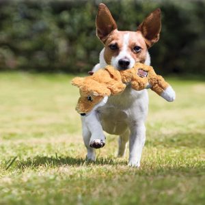 KONG Scrunch Knots Fox Squeaky Tug Dog Toy - Small/Medium (25.4cm)