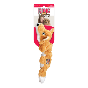 KONG Scrunch Knots Fox Squeaky Tug Dog Toy - Small/Medium (25.4cm)