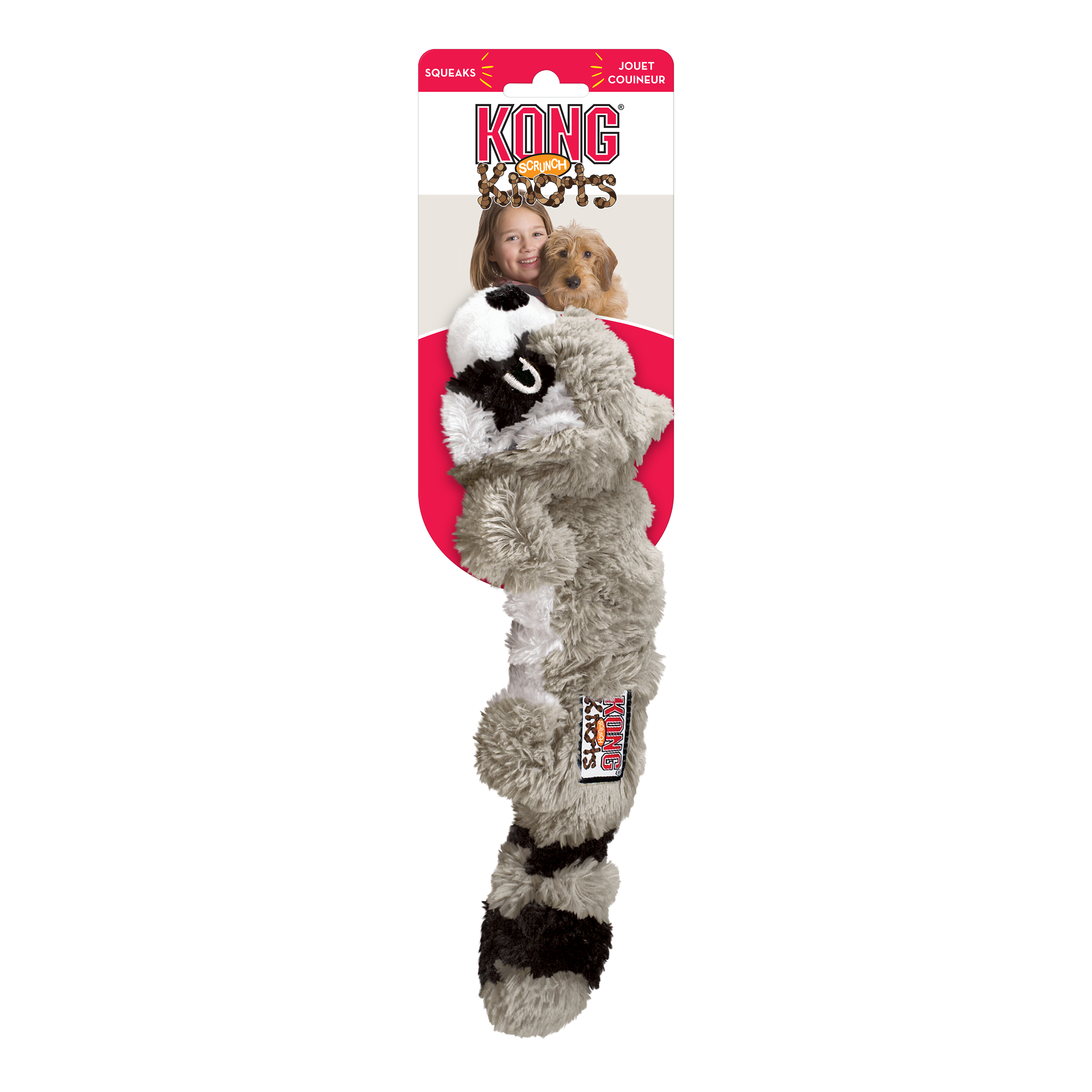 KONG Scrunch Knots Squirrel Squeaky Tug Dog Toy - Small/Medium (25.4cm)