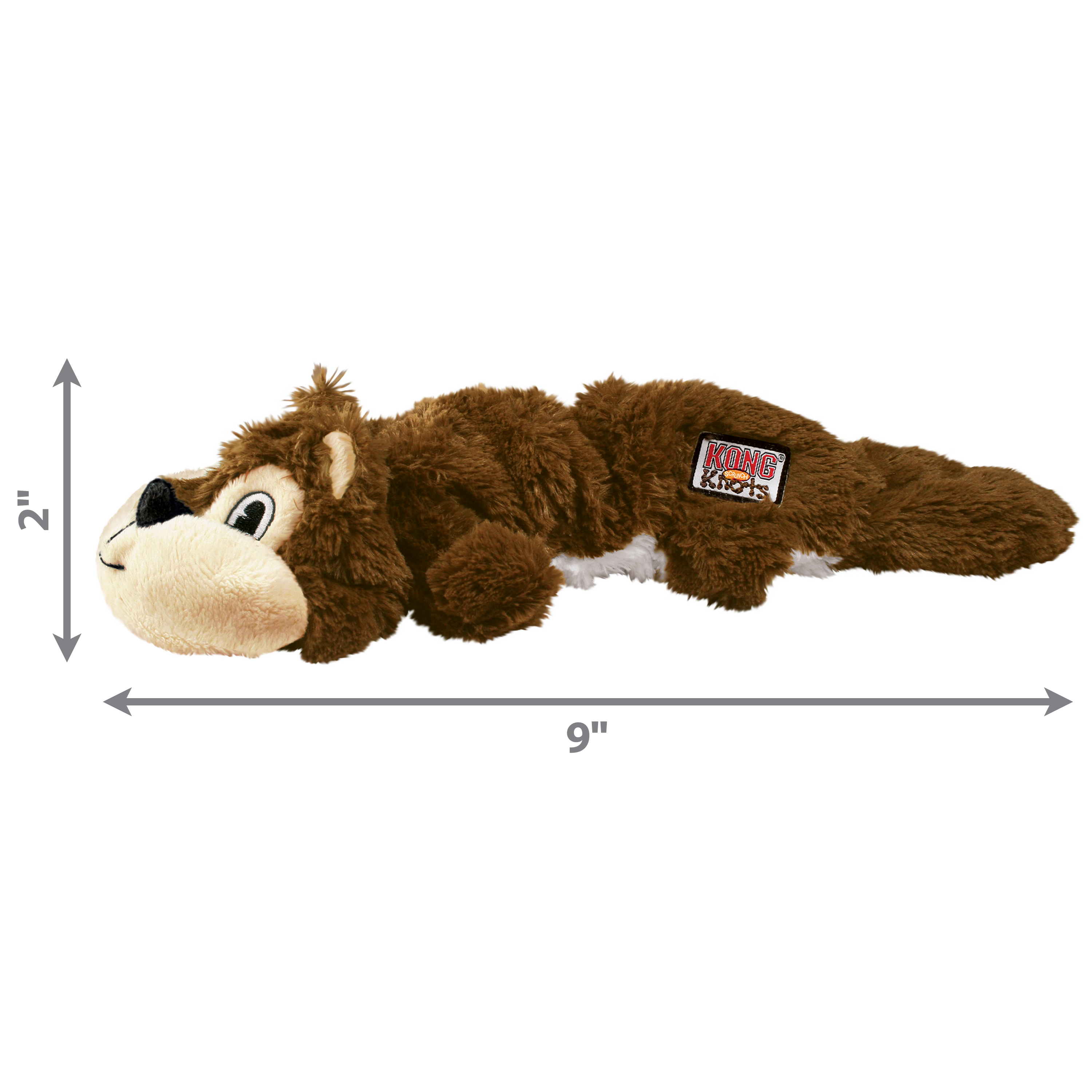KONG Scrunch Knots Squirrel Squeaky Tug Dog Toy - Small/Medium (25.4cm)