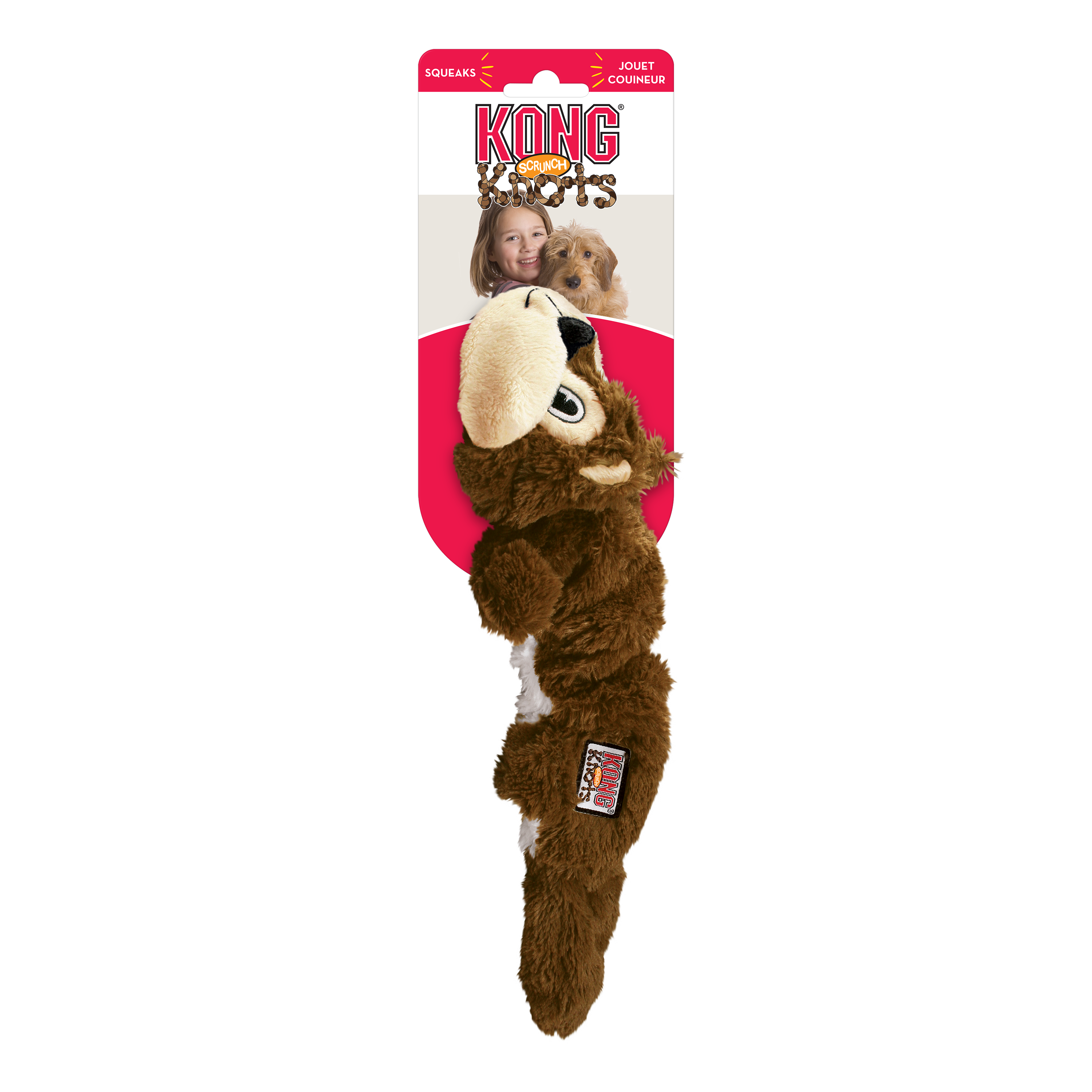 KONG Scrunch Knots Fox Squeaky Tug Dog Toy - Small/Medium (25.4cm)
